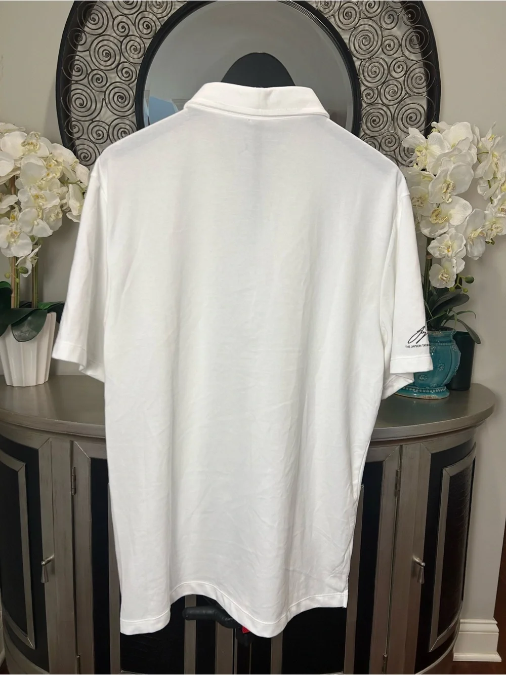 Nike White Men's Polo Shirt with JT and Jumpman Logos